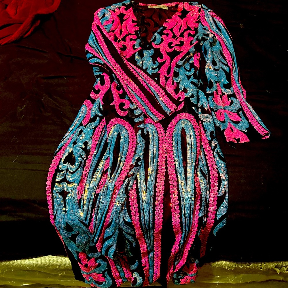 Southern fried chics hot pink and electric blue Duster